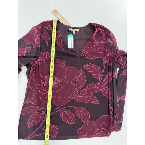 Les Serein Shirt Top Women’s Size XL Mesh Floral Y2K Long Sleeve Graphic 90’s - Picture 11 of 14